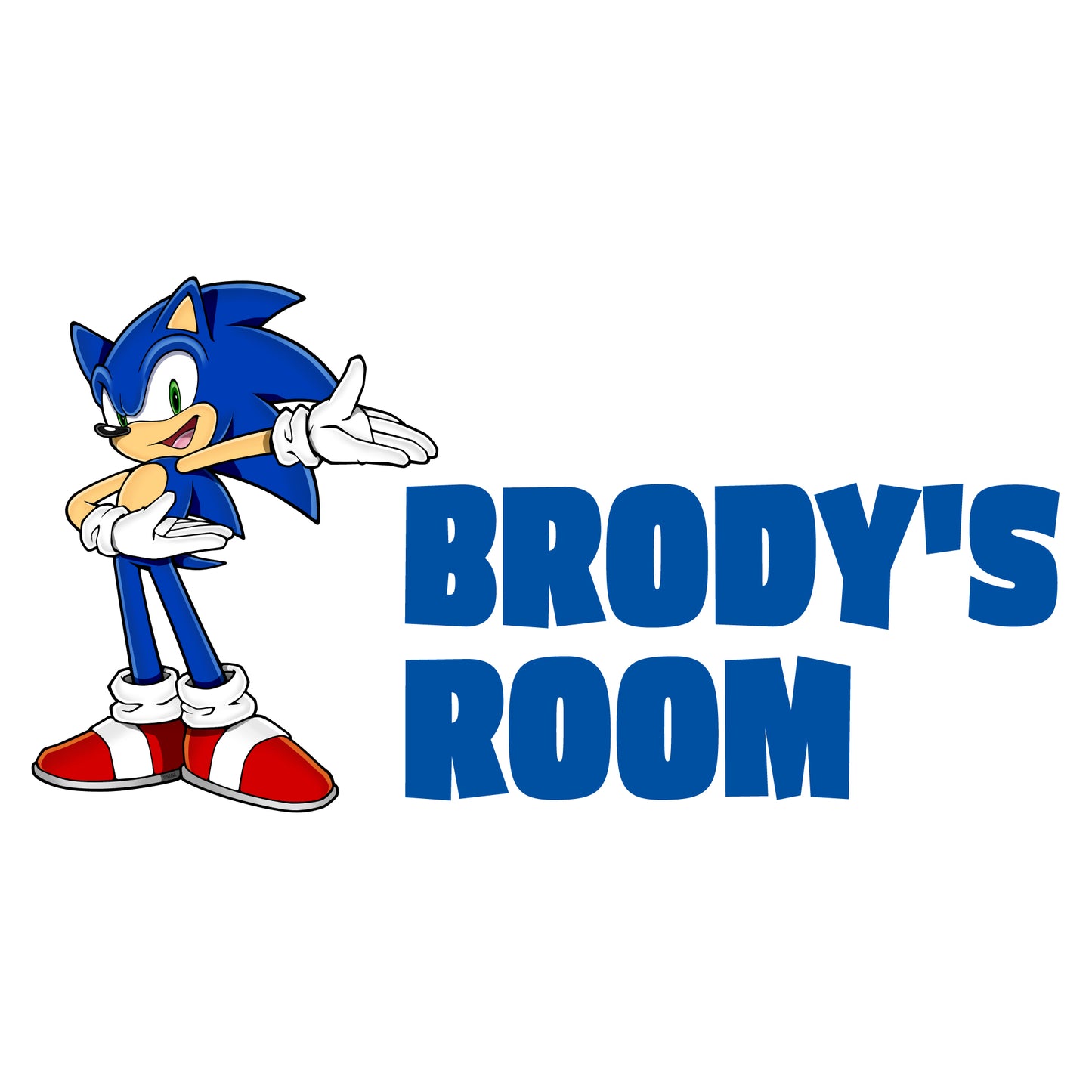 Sonic The Hedgehog Wall Sticker - Sonic Pointing at Personalised Name Wall Art