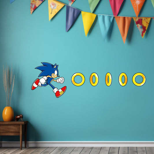 Sonic The Hedgehog Wall Sticker - Sonic Running For Rings Wall Art