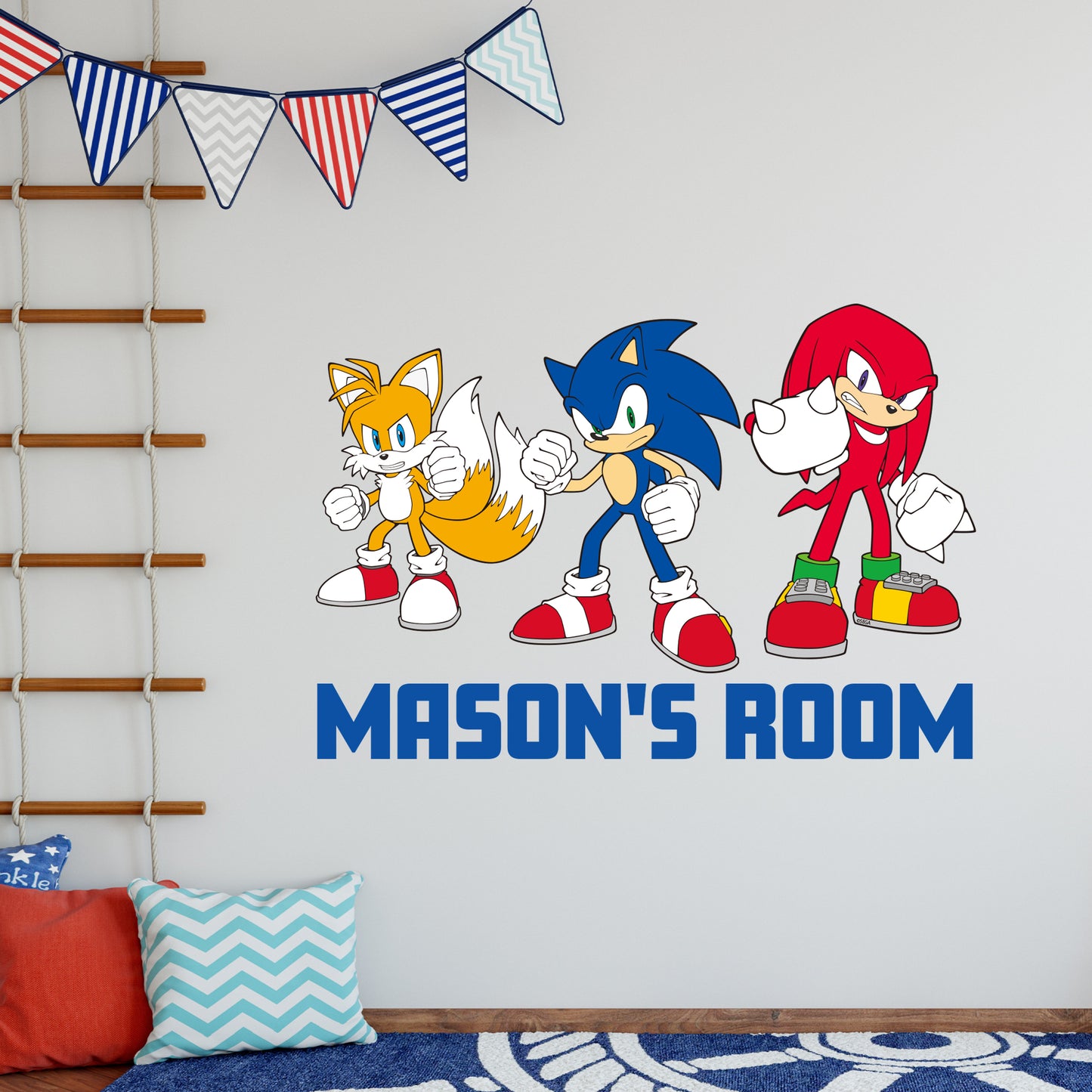 Sonic The Hedgehog Wall Sticker - Sonic Tails and Knuckles Personalised Wall Art