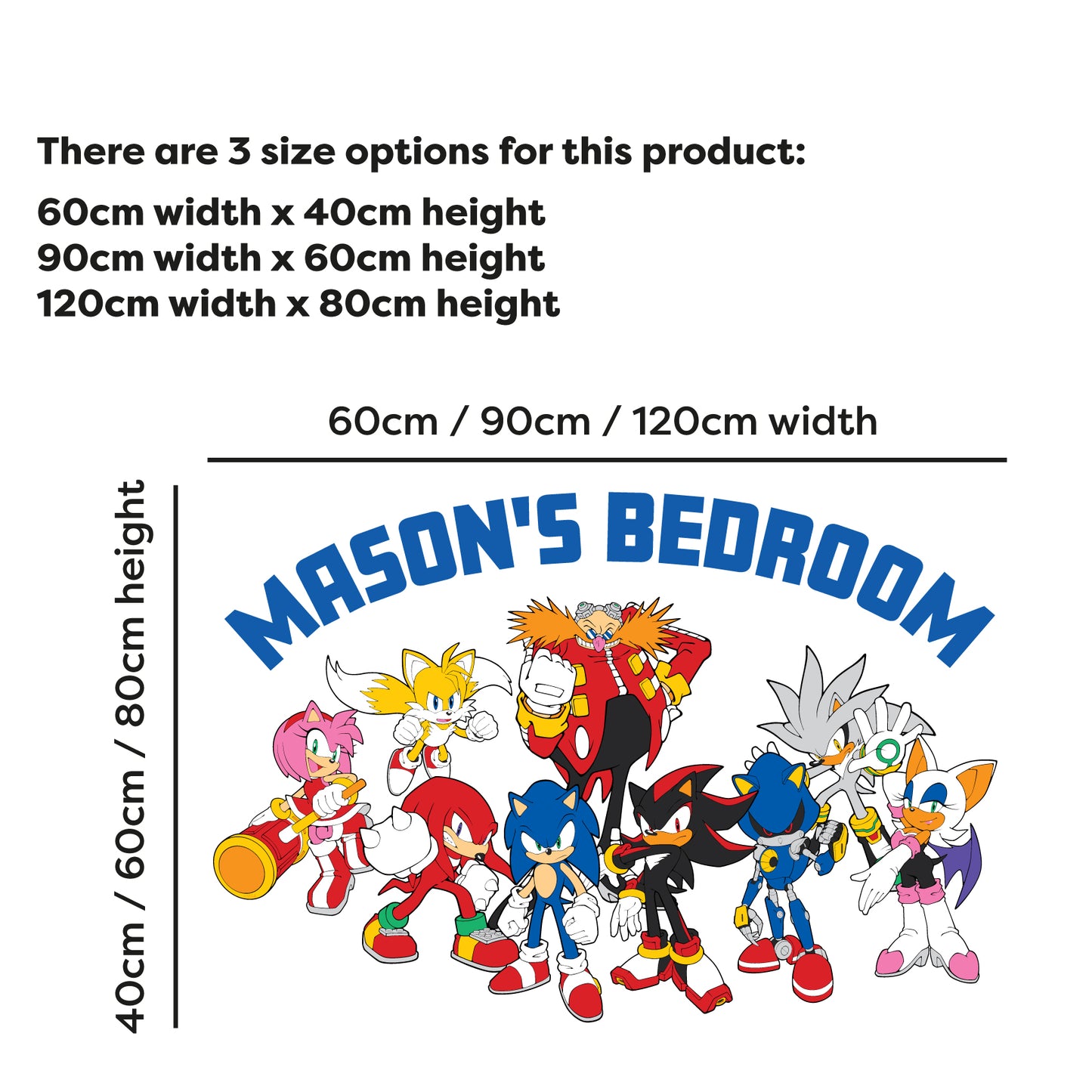 Sonic The Hedgehog Wall Sticker - Sonic and Group Personalised Name Wall Art