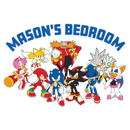 Sonic The Hedgehog Wall Sticker - Sonic and Group Personalised Name Wall Art