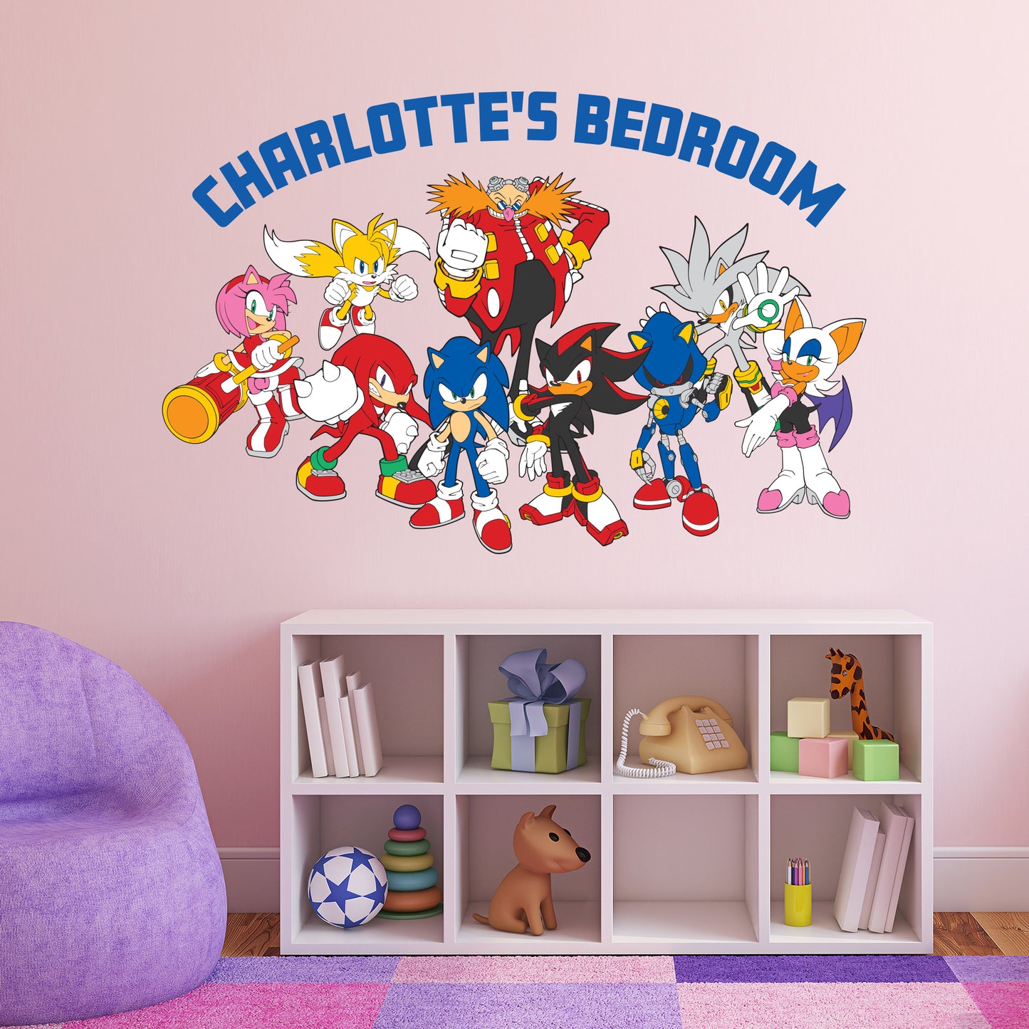 Sonic The Hedgehog Wall Sticker - Sonic and Group Personalised Name Wall Art