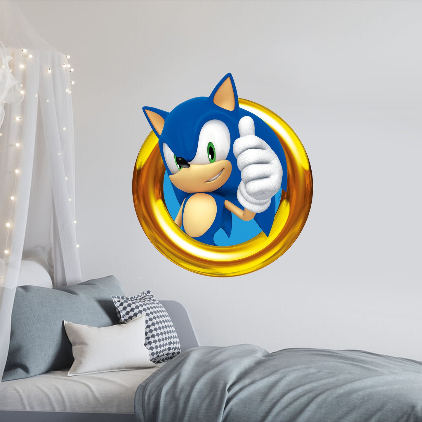 Sonic The Hedgehog Wall Sticker - Sonic in Gold-Ring Thumbs Up Wall Art