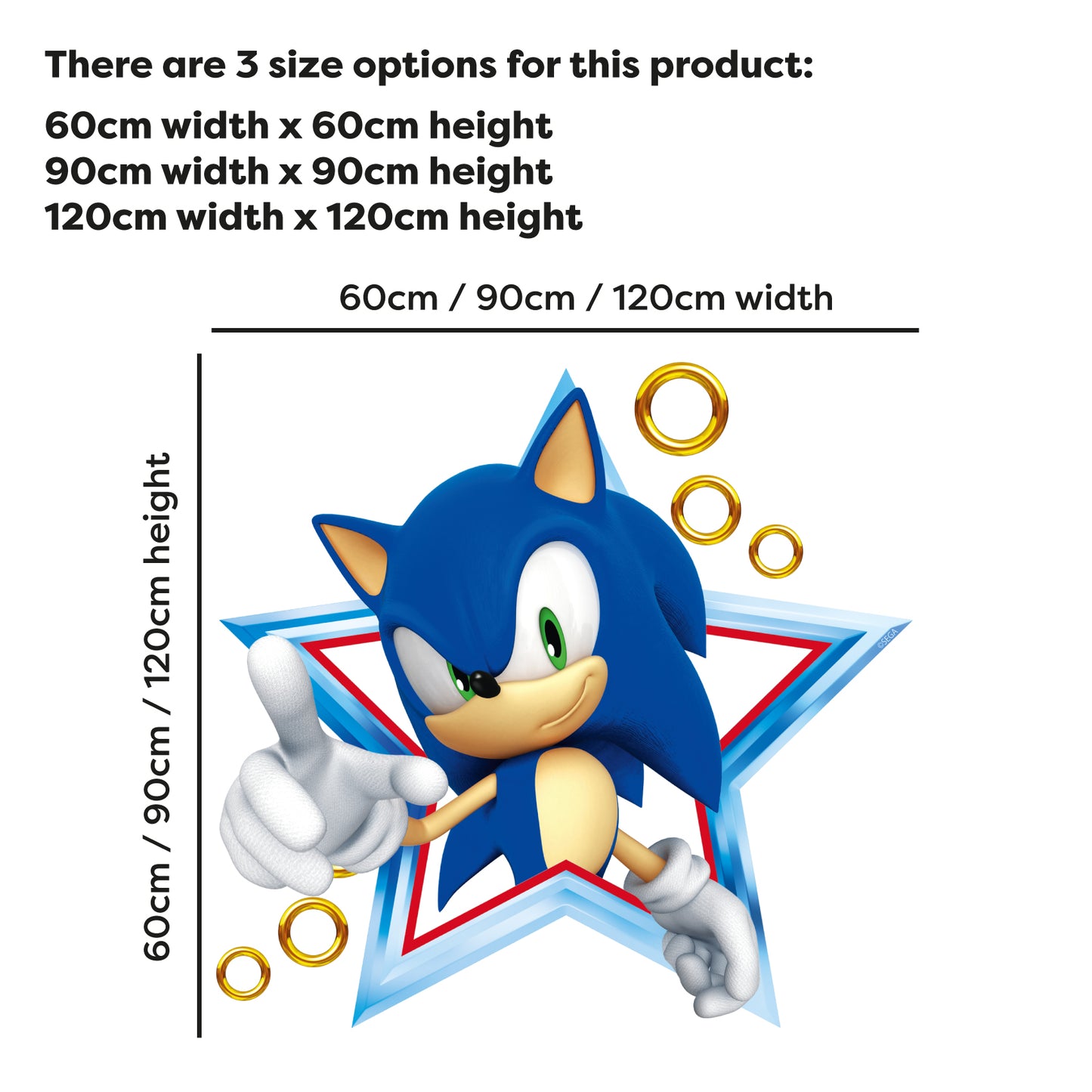 Sonic The Hedgehog Wall Sticker - Sonic in Star with Rings Wall Art