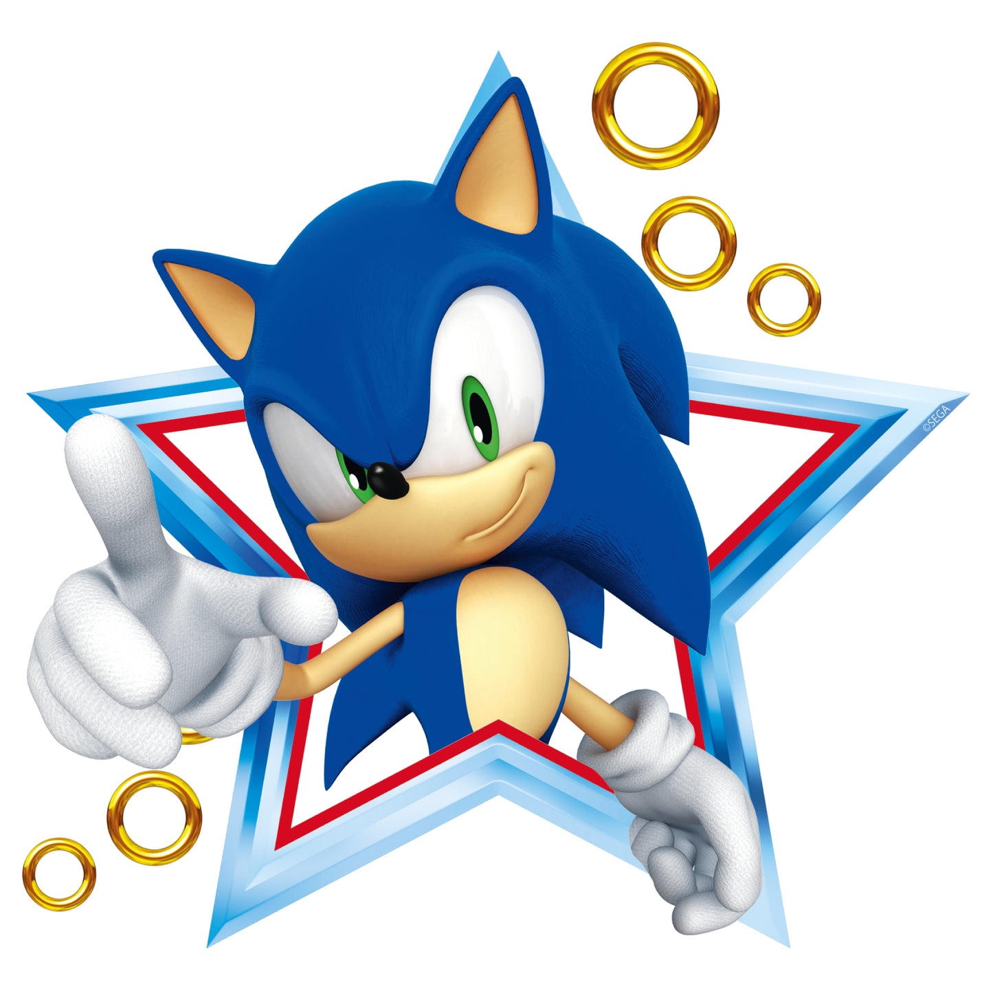 Sonic The Hedgehog Wall Sticker - Sonic in Star with Rings Wall Art