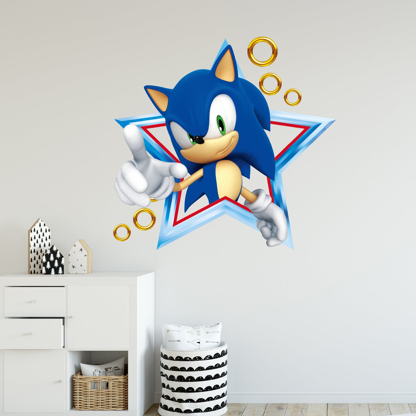 Sonic The Hedgehog Wall Sticker - Sonic in Star with Rings Wall Art