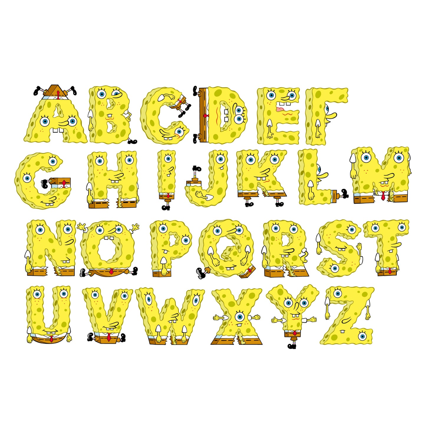 SpongeBob Wall Sticker - Alphabet Letter Personalised Name Decal Wall Art