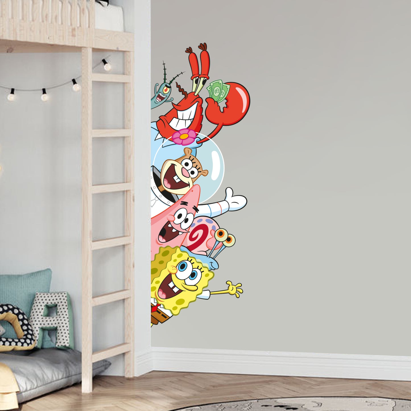 SpongeBob Wall Sticker - Group Peeking and Waving Decal Wall Art