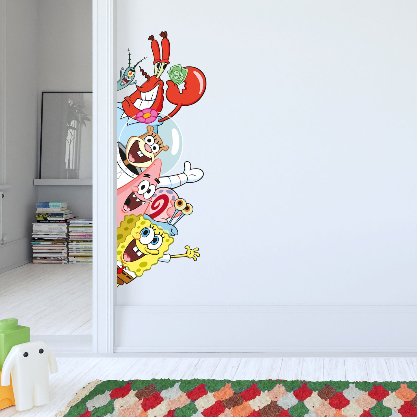 SpongeBob Wall Sticker - Group Peeking and Waving Decal Wall Art