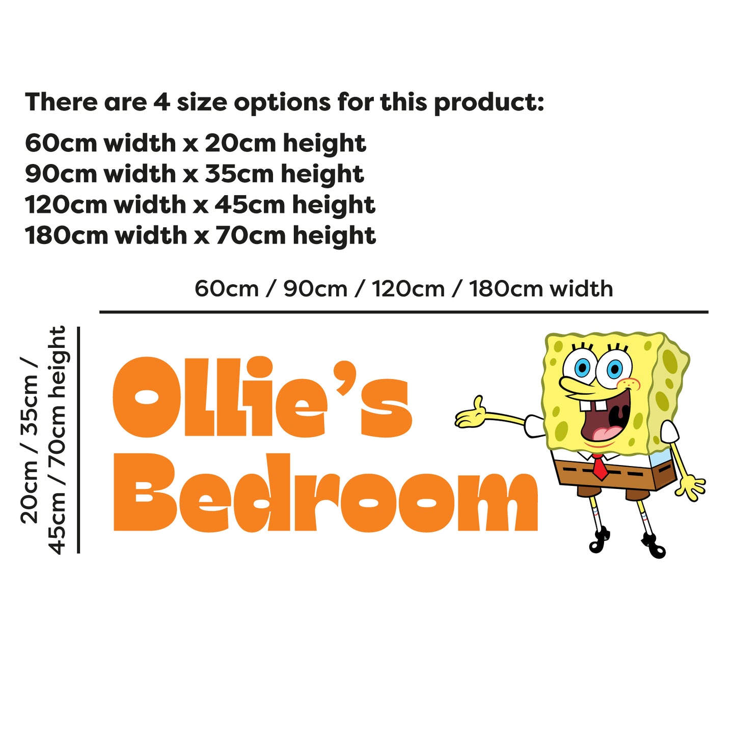 SpongeBob Wall Sticker - SpongeBob Pointing at Personalised Name Decal Wall Art