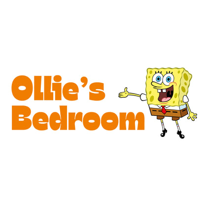 SpongeBob Wall Sticker - SpongeBob Pointing at Personalised Name Decal Wall Art