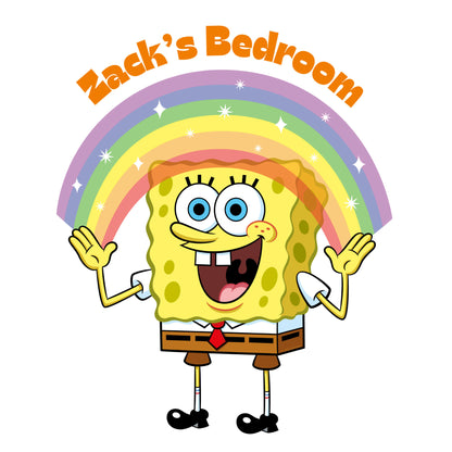 SpongeBob Wall Sticker - Rainbow Personalised Name Decal Wall Art