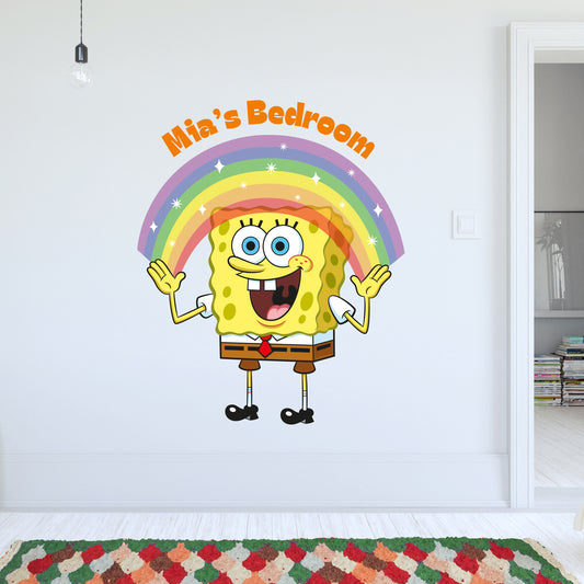 SpongeBob Wall Sticker - Rainbow Personalised Name Decal Wall Art