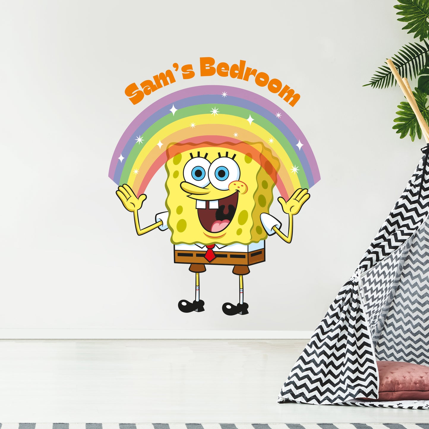 SpongeBob Wall Sticker - Rainbow Personalised Name Decal Wall Art