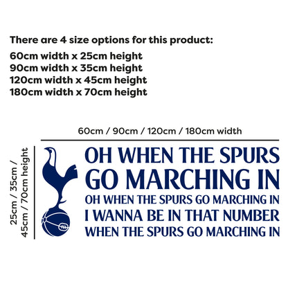 Tottenham Hotspur Football Club - 'Spurs Go Marching In' Song Wall Sticker Vinyl