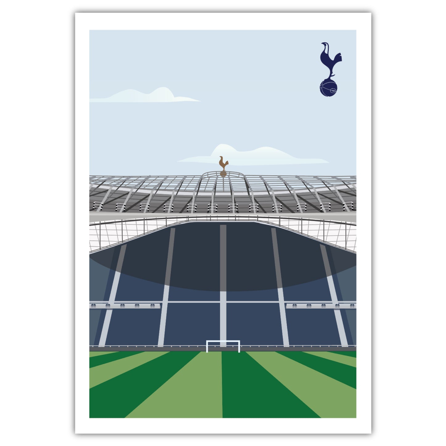 Tottenham Hotspur Print - Stand Behind Goal Stadium Illustration Poster