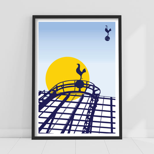 Tottenham Hotspur Print - Stadium Roof With Sun Illustration Poster