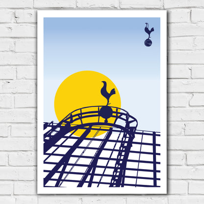 Tottenham Hotspur Print - Stadium Roof With Sun Illustration Poster