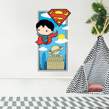 Superman Wall Sticker - Superman Cartoon Icon Flying Through Sky Wall Decal DC Superhero Art