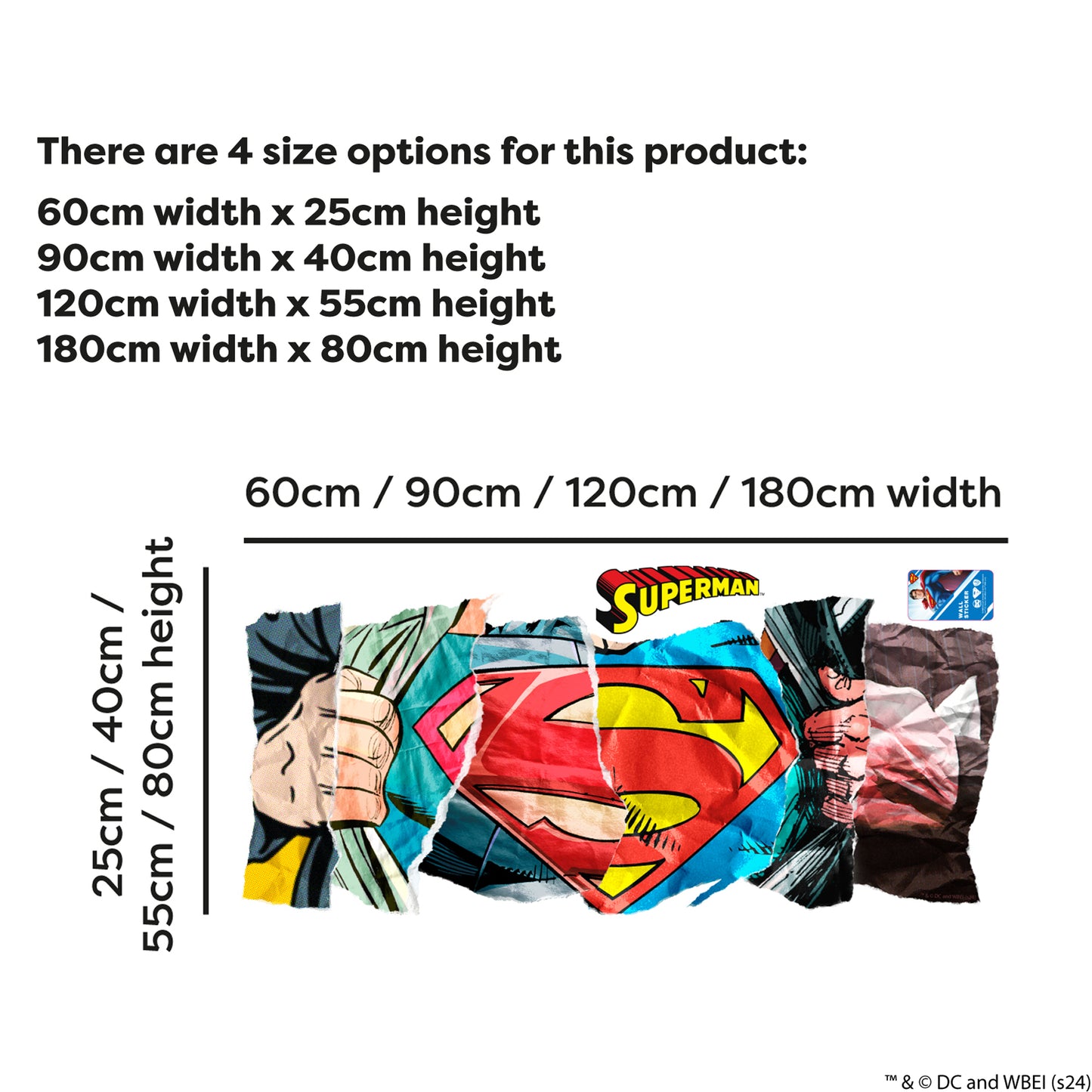 Superman Wall Sticker - Chest Comic Book Collage Wall Decal DC Superhero Art