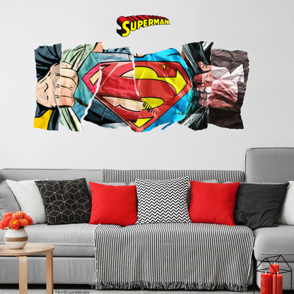 Superman Wall Sticker - Chest Comic Book Collage Wall Decal DC Superhero Art