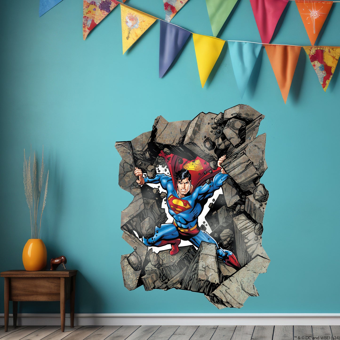 Superman Wall Sticker - Rubble Break Wall Decal DC Superhero Art