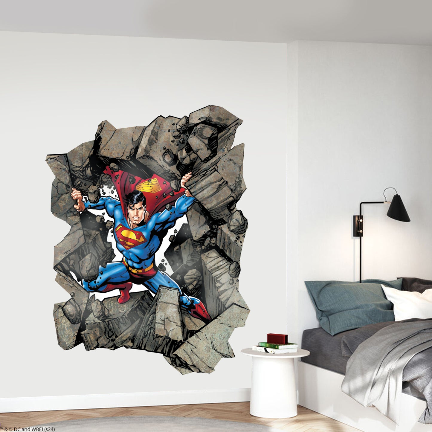 Superman Wall Sticker - Rubble Break Wall Decal DC Superhero Art