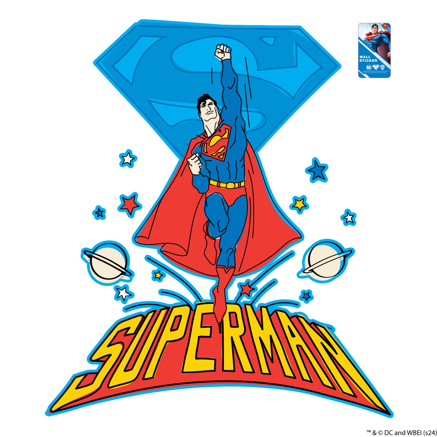 Superman Wall Sticker - Flying Up Into Space Wall Decal DC Superhero Art