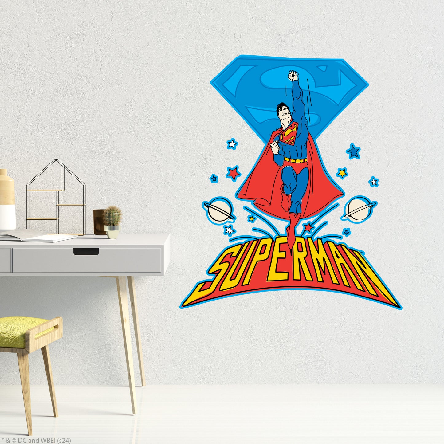 Superman Wall Sticker - Flying Up Into Space Wall Decal DC Superhero Art