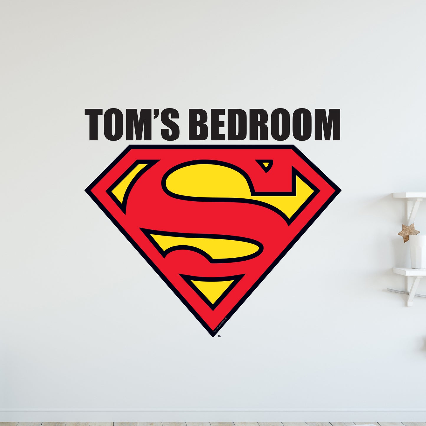 Superman Wall Sticker - Logo Personalised Name Wall Decal DC Superhero Art