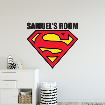 Superman Wall Sticker - Logo Personalised Name Wall Decal DC Superhero Art