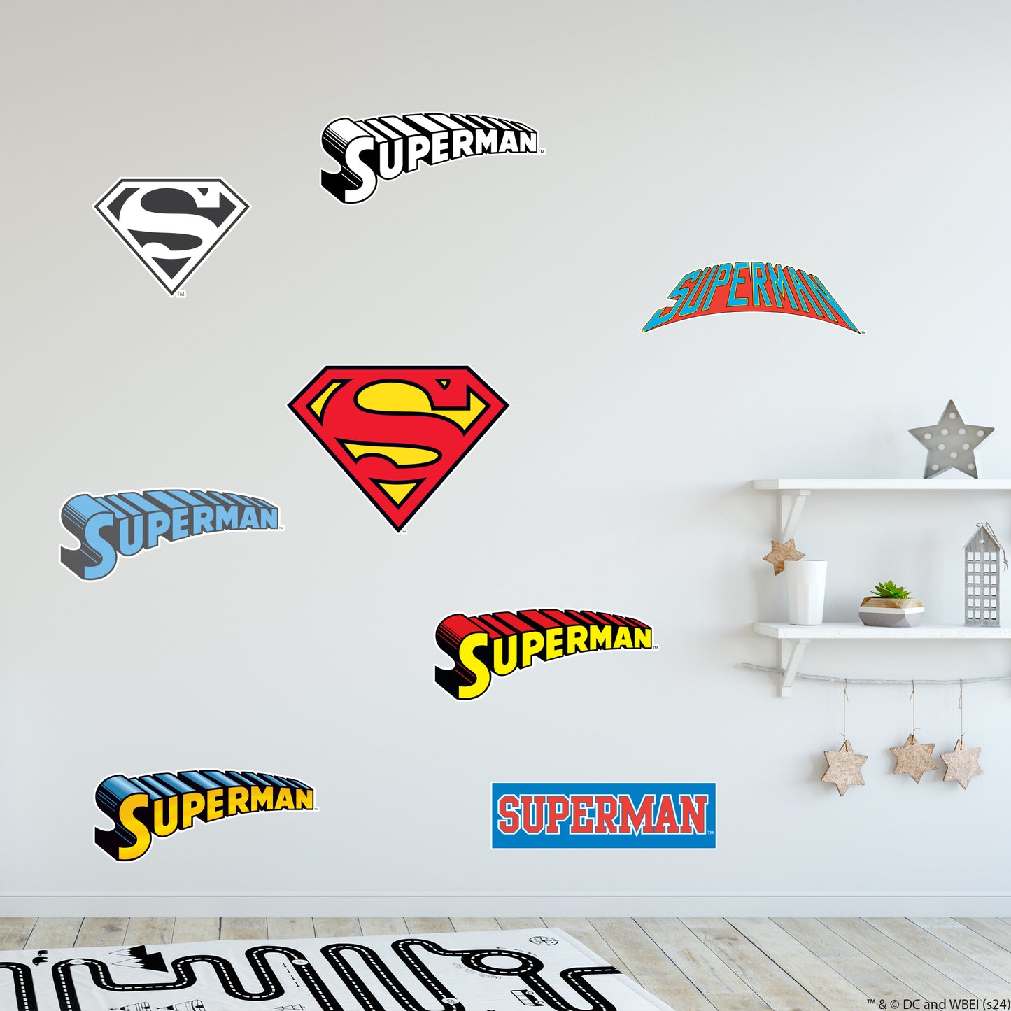 Superman Wall Sticker - Logos Set Wall Decal DC Superhero Art