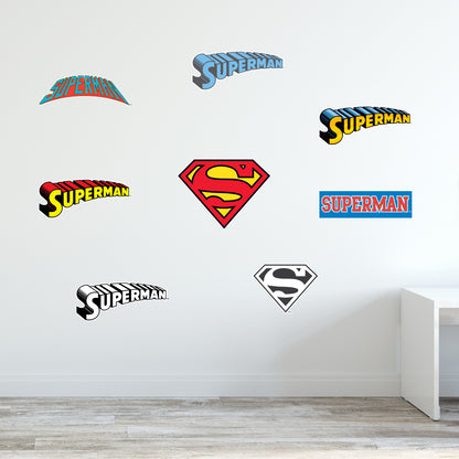 Superman Wall Sticker - Logos Set Wall Decal DC Superhero Art