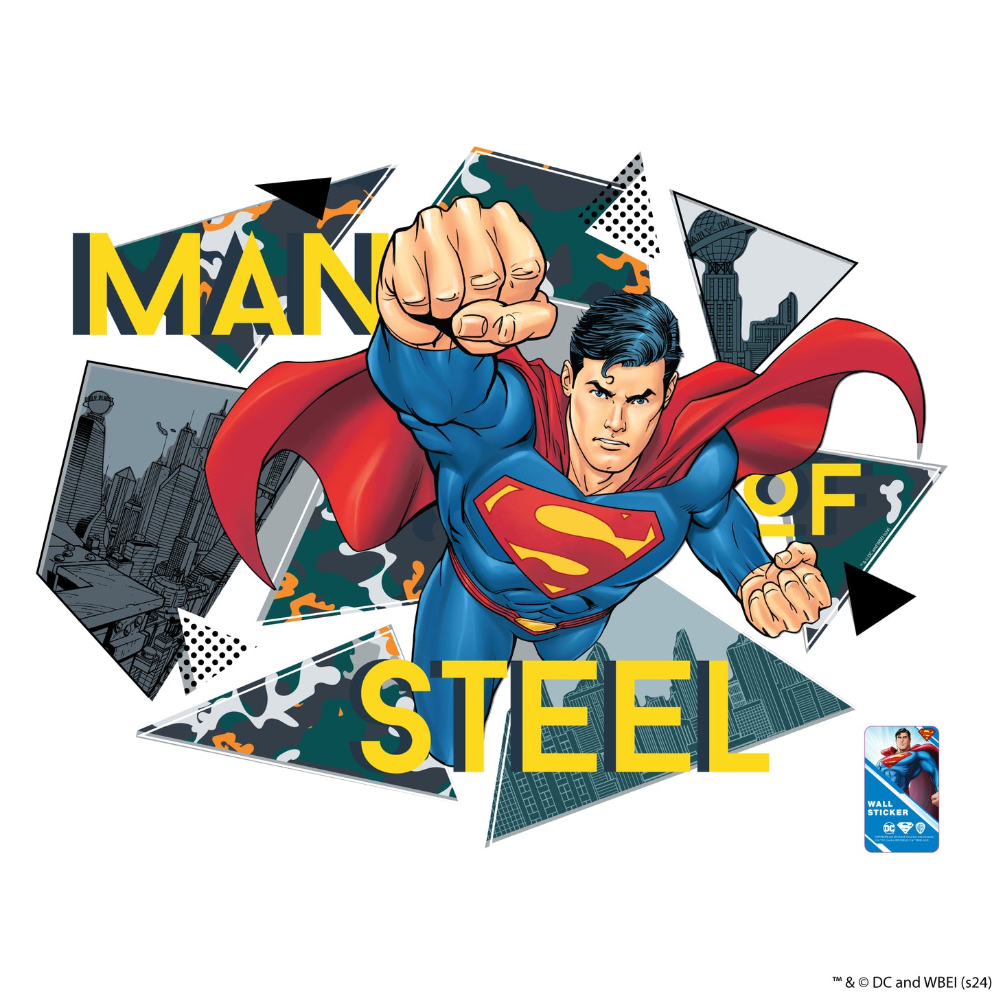 Superman Wall Sticker - Man of Steel Triangles Wall Decal DC Superhero Art