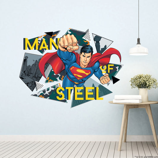 Superman Wall Sticker - Man of Steel Triangles Wall Decal DC Superhero Art