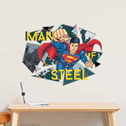 Superman Wall Sticker - Man of Steel Triangles Wall Decal DC Superhero Art