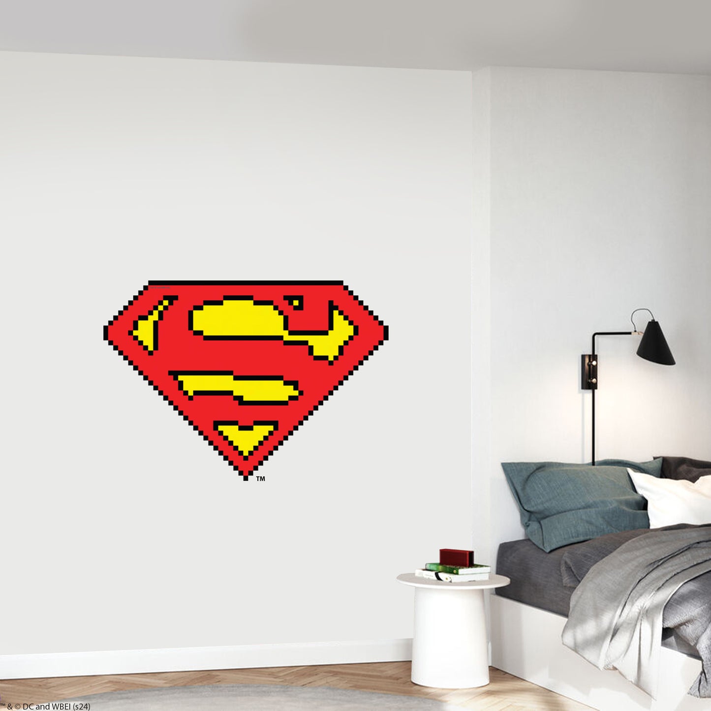 Superman Wall Sticker - Pixel Logo Wall Decal DC Superhero Art