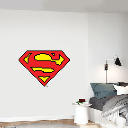 Superman Wall Sticker - Pixel Logo Wall Decal DC Superhero Art