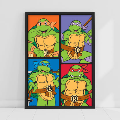 Teenage Mutant Ninja Turtles Print - 4 Colour Blocks Poster TMNT Wall Art