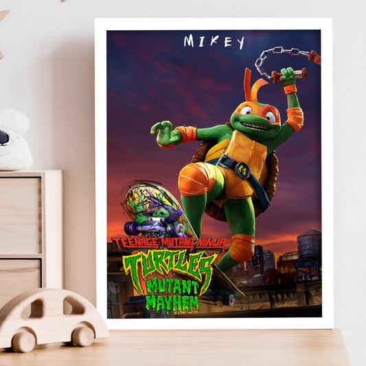 Teenage Mutant Ninja Turtles Print - Mikey Mutant Mayhem Poster TMNT Wall Art