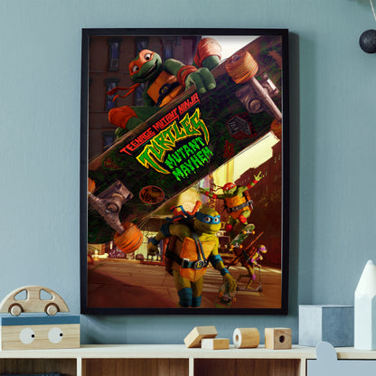 Teenage Mutant Ninja Turtles Print - Mikey Skateboard Mutant Mayhem Poster TMNT Wall Art