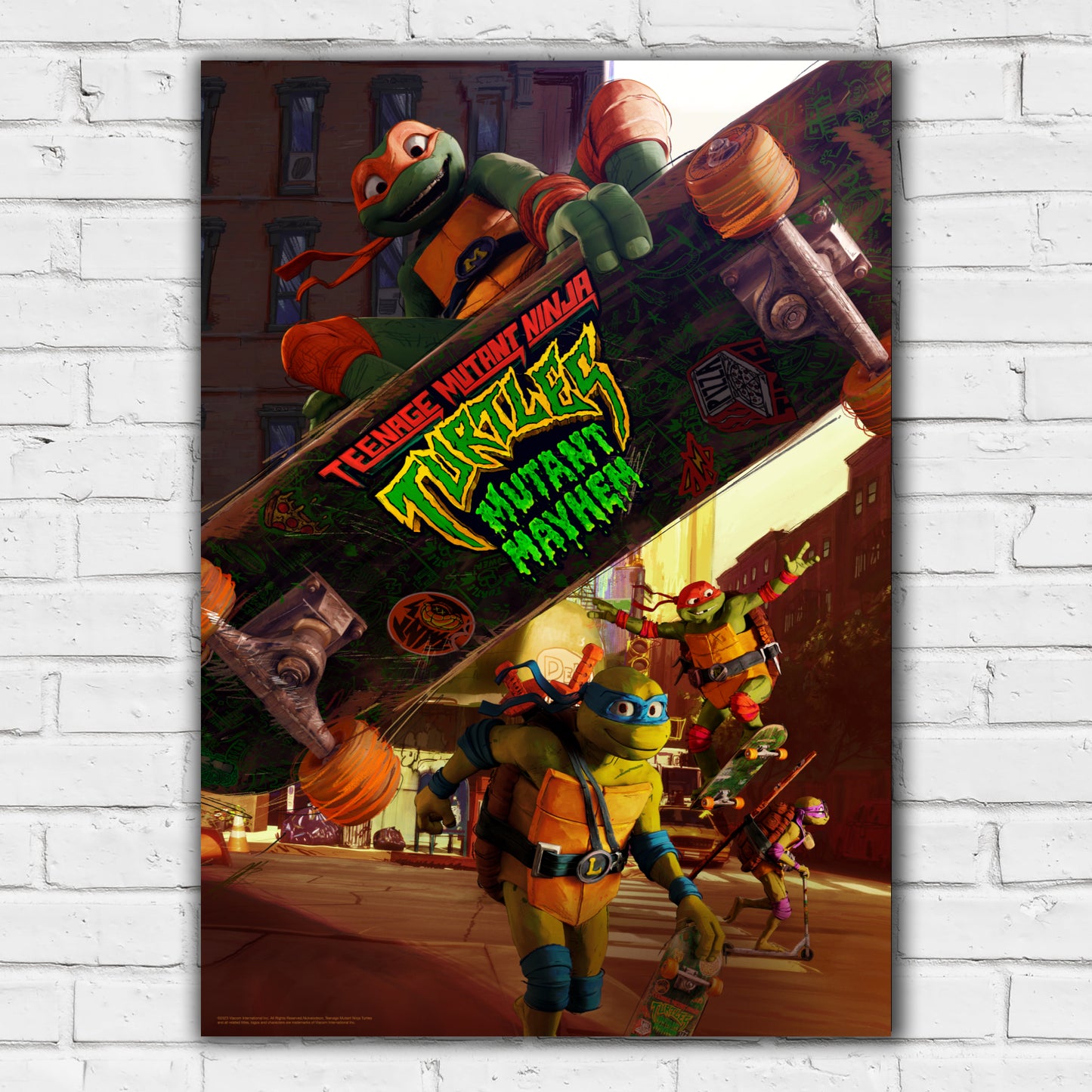 Teenage Mutant Ninja Turtles Print - Mikey Skateboard Mutant Mayhem Poster TMNT Wall Art