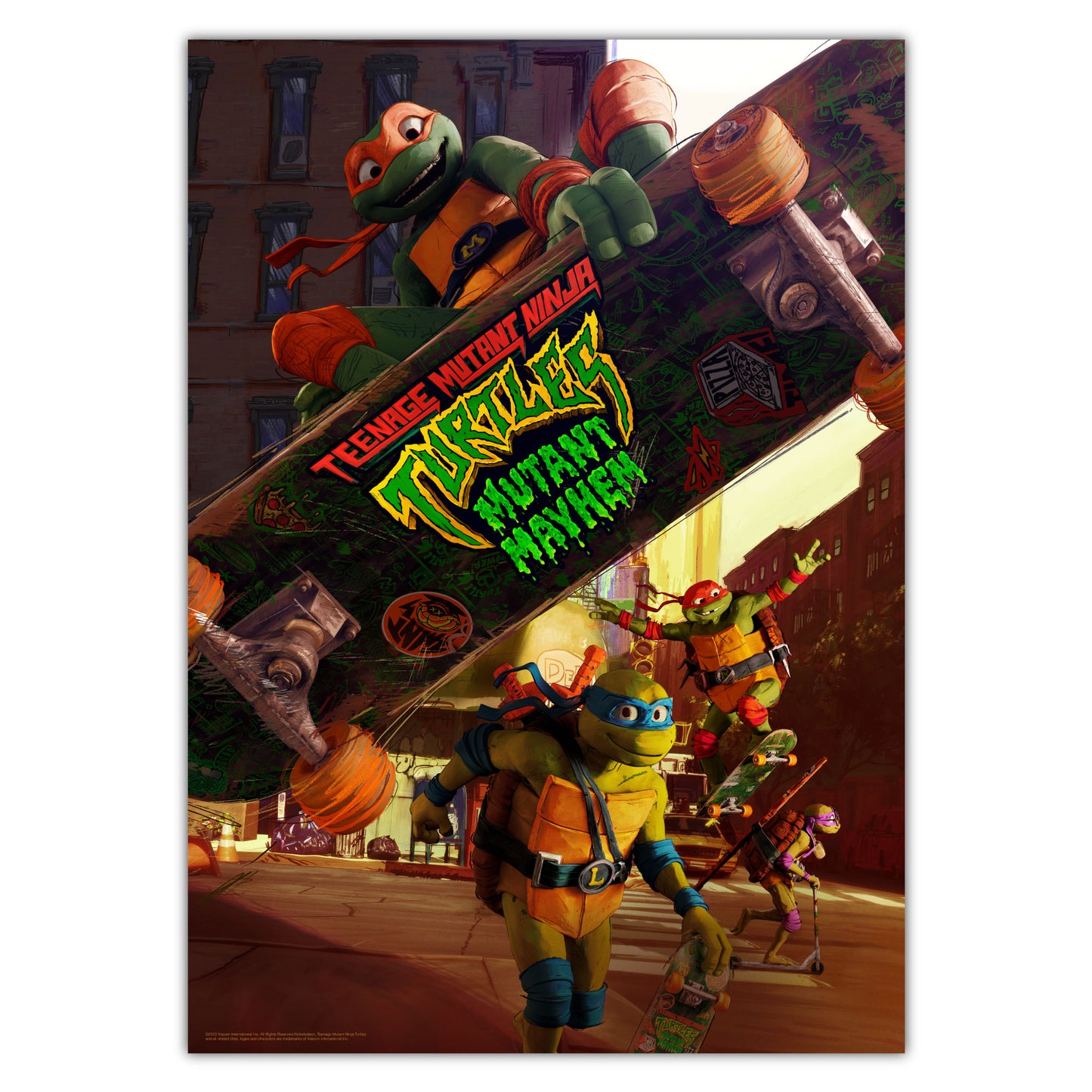 Teenage Mutant Ninja Turtles Print - Mikey Skateboard Mutant Mayhem Poster TMNT Wall Art