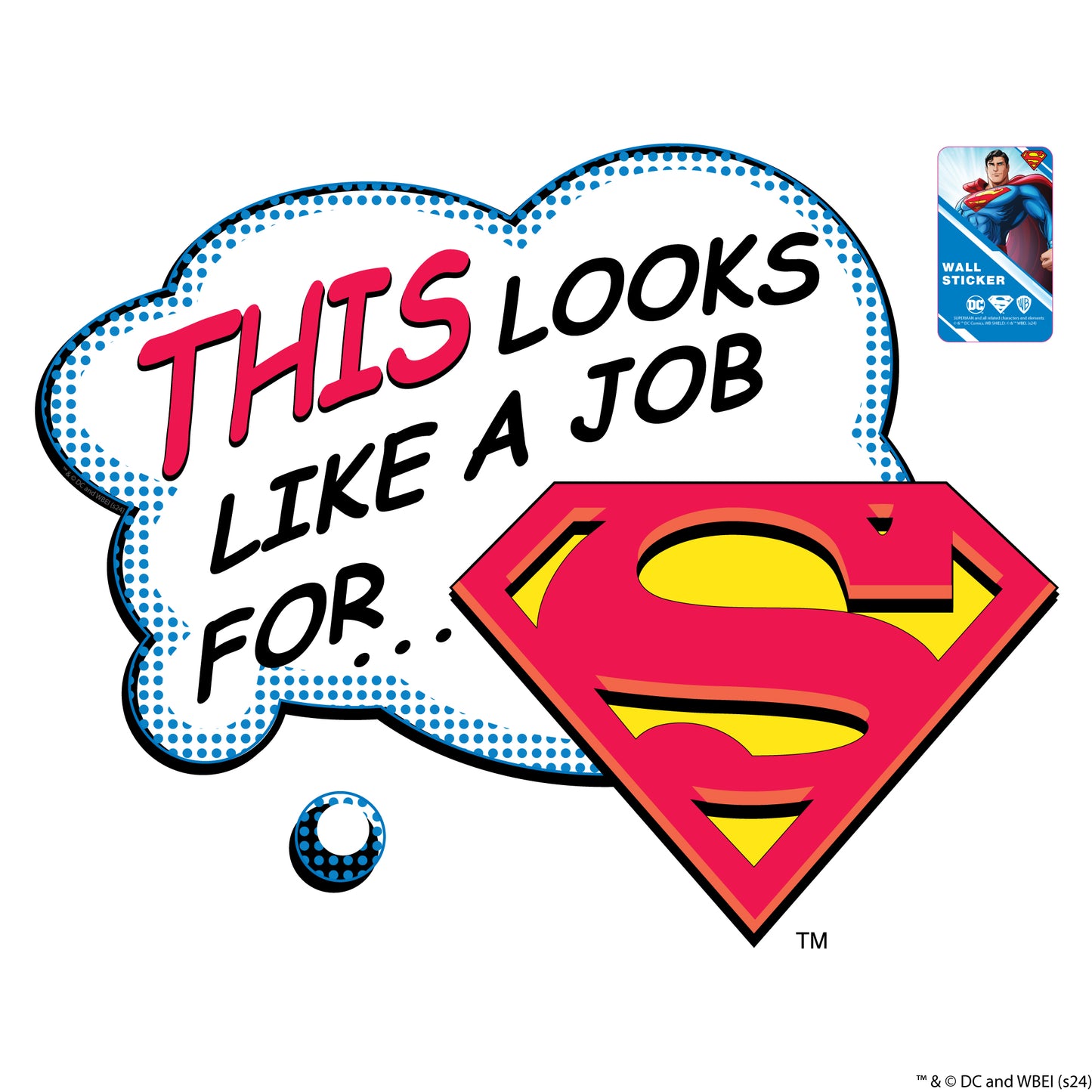 Superman Wall Sticker - This Looks Like a Job For Superman Wall Decal DC Superhero Art