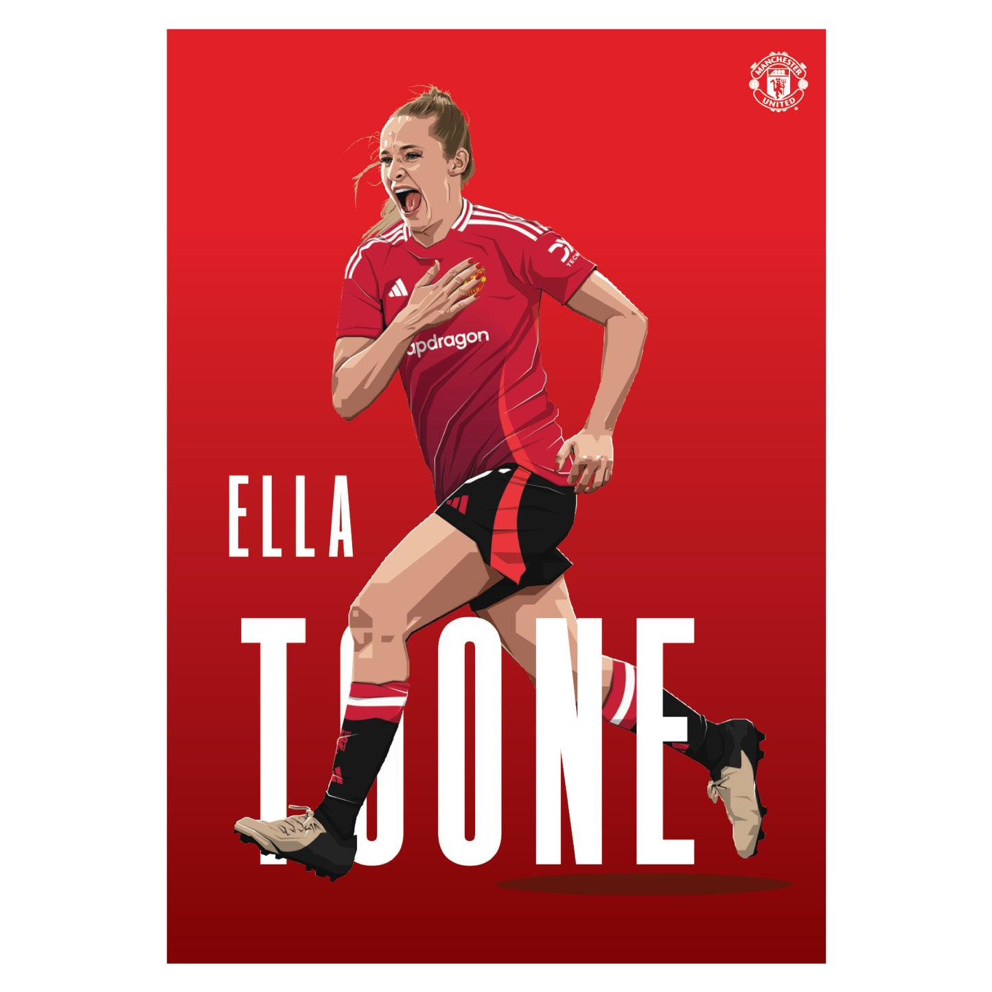 Manchester United FC Print - Ella Toone 24/25 Illustration Player Poster Football Wall Art