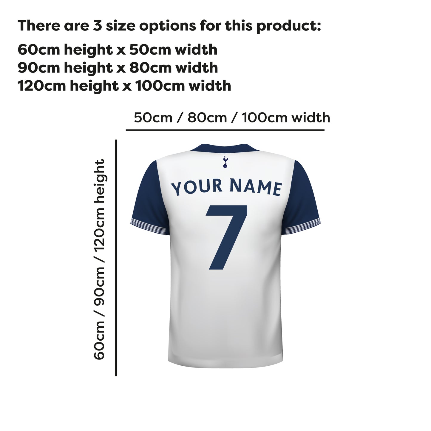 Tottenham Hotspur Football Club - Personalised Football Shirt Wall Sticker 24/25 + Tottenham Hotspur Crest Set