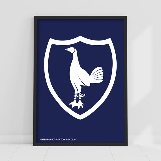 Tottenham Hotspur Print - Retro Shield White Crest Poster Wall Art