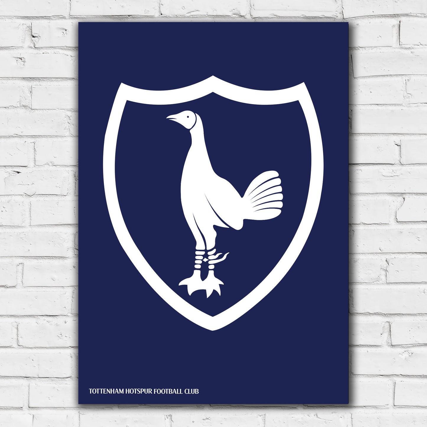 Tottenham Hotspur Print - Retro Shield White Crest Poster Wall Art