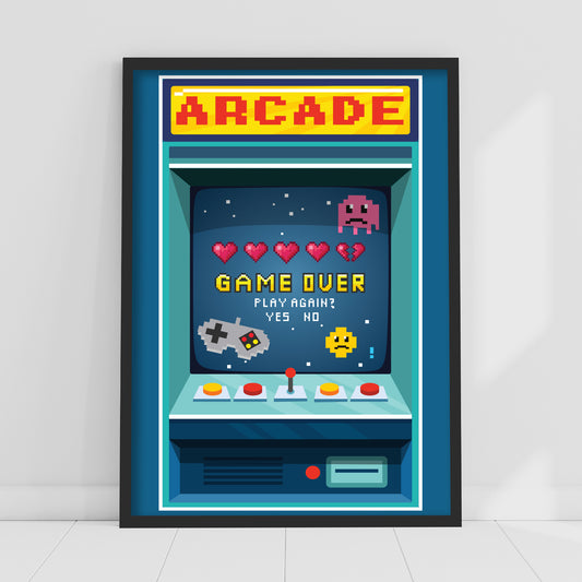 Video Gaming Print - Arcade Play Again Poster Wall Art