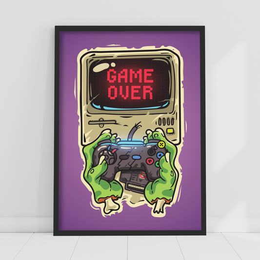 Video Gaming Print - Game Over Poster Wall Art